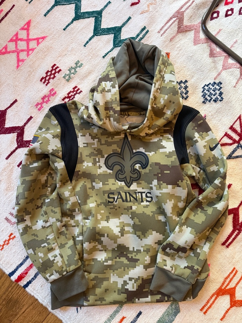 Nike Kids Camo Puffer Hoodie in Olive & Tan